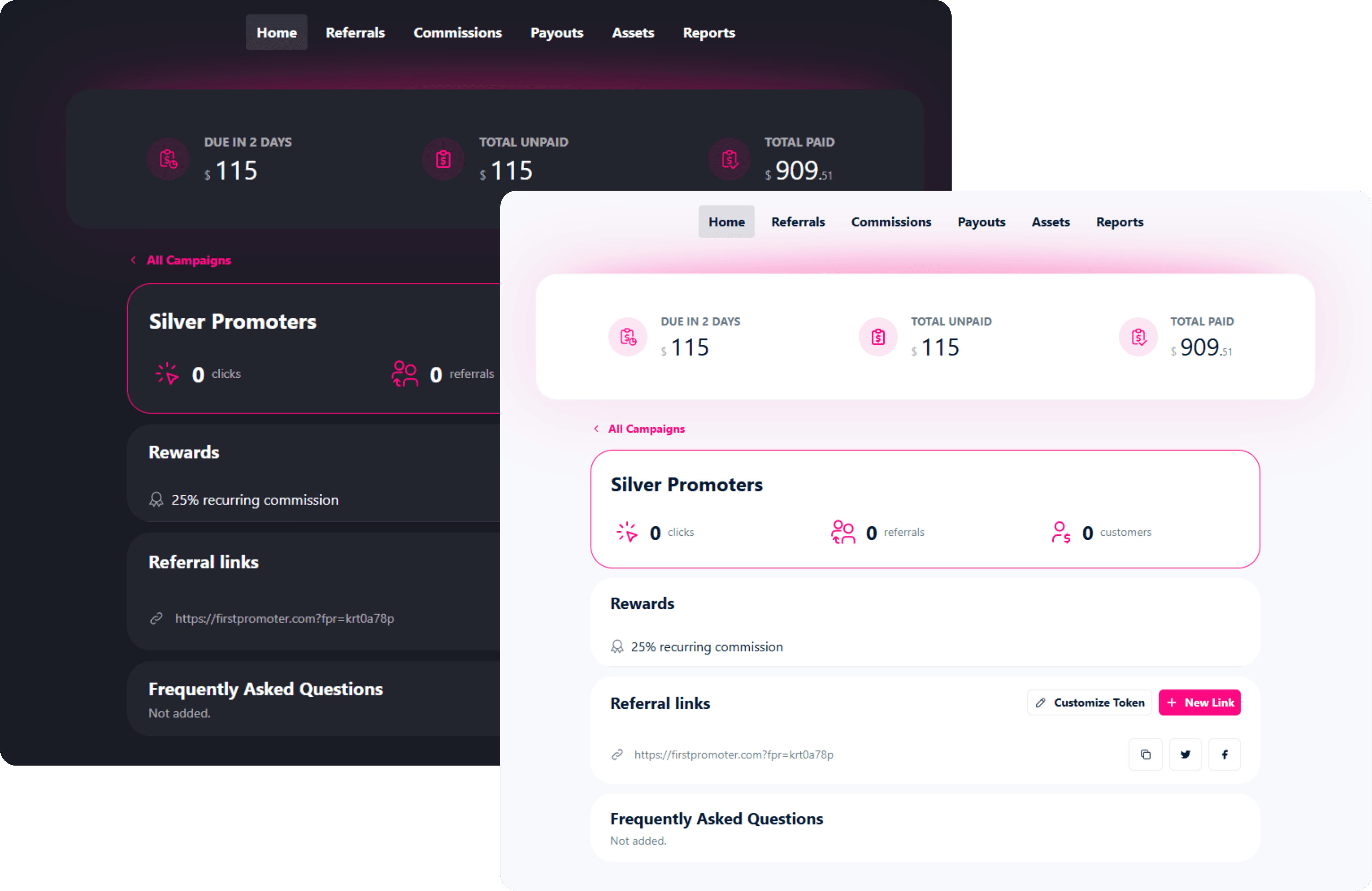 FirstPromoter affiliate program management affiliate dashboard